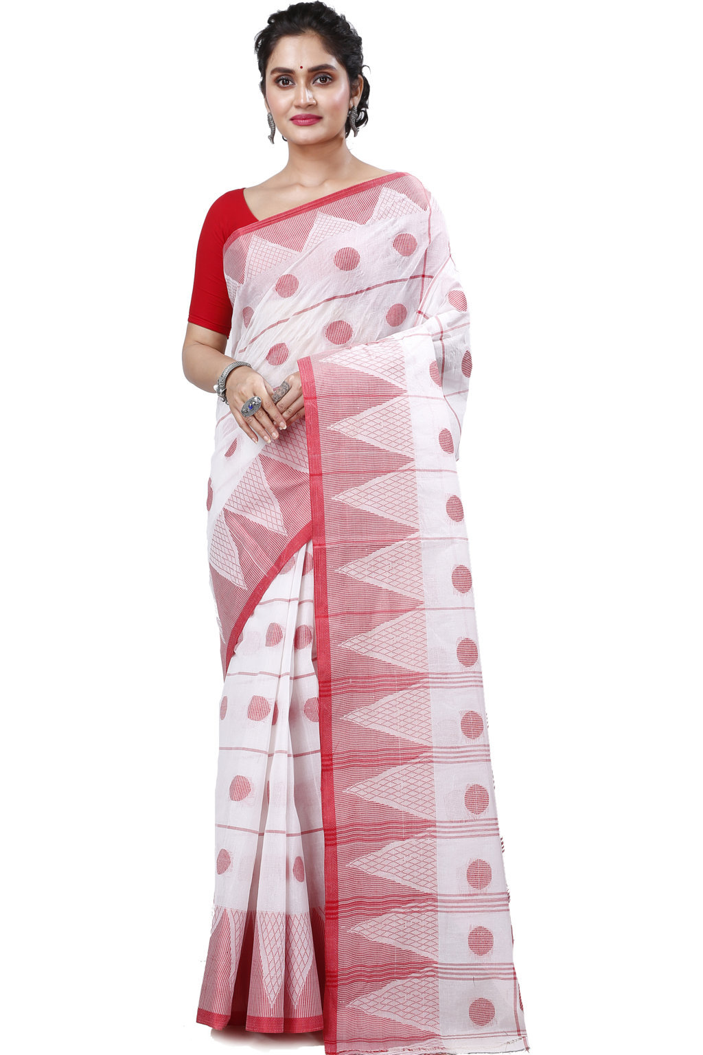 White Pure Cotton Rebeka Tant Saree (1008)